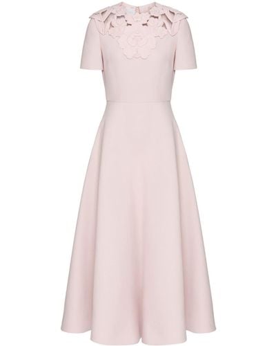 Valentino Garavani Floral-appliqué Cut-out Midi Dress - Pink