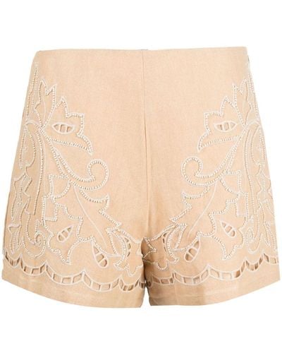 Twin Set Broderie-anglaise Mini Shorts - Natural