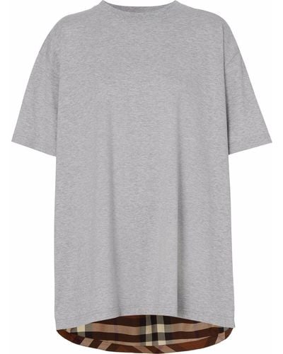 Burberry T-Shirt mit kariertem Einsatz - Grau
