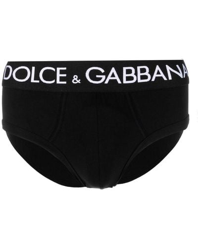 Dolce & Gabbana Logo-print Stretch-cotton Briefs - Black