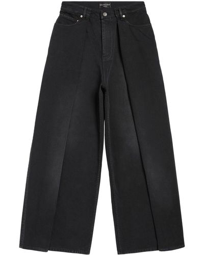 Balenciaga Wide-Leg-Jeans mit Falten - Blau