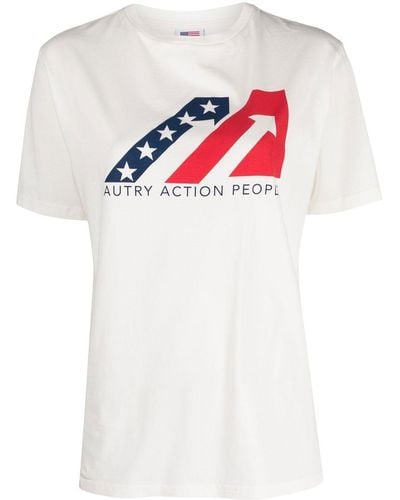 Autry T-shirt bianca a maniche corte con stampa grafica - Rosso