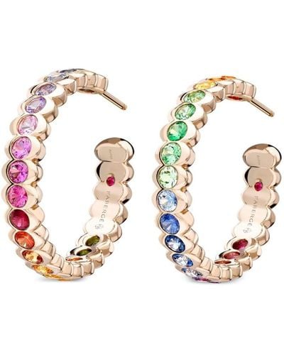 Faberge 18kt Rose Gold Colors Of Love Cosmic Curve Multi-stone Hoop Earrings - White