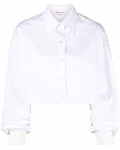 Alexander McQueen Camisa corta de manga balloon - Blanco