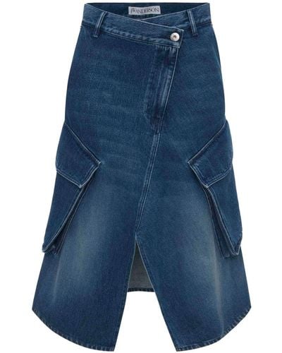 JW Anderson Jeans-Midirock mit Cargo-Taschen - Blau