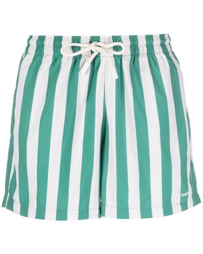 Sunnei Logo-print Striped Swim Shorts - Green