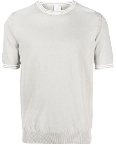 Eleventy Fein gestricktes T-Shirt mit Streifen - Weiß