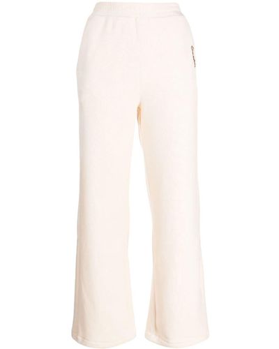 Chocoolate Logo-embroidered Flared Track Trousers - White