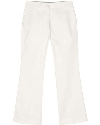 Jil Sander Mid-rise Flared Gabardine Trousers - White