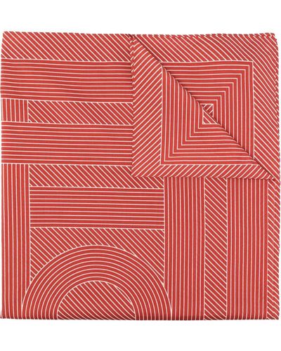 Totême Striped Monogram-print Scarf - Red