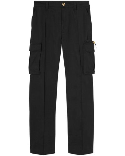 Versace Pressed-crease Cotton Drop-crotch Trousers - Black