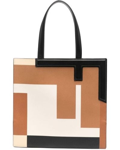 Fendi Medium Flip Leather Tote Bag - マルチカラー