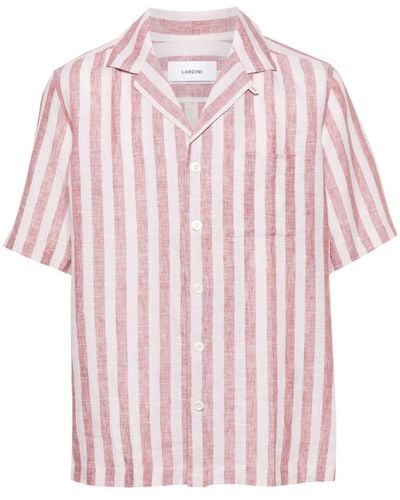 Lardini Gestreiftes Hemd aus Leinen - Pink