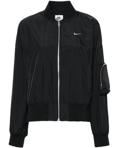 Nike Swoosh-embroidered Bomber Jacket - Black
