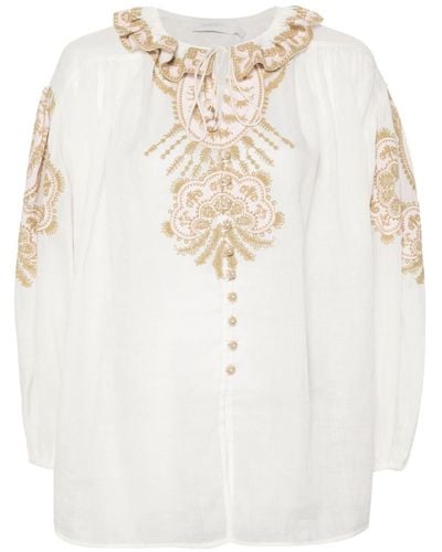 Zimmermann Waverly-embroidered Blouse - White