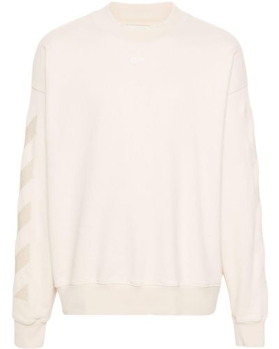 Off-White c/o Virgil Abloh Sweatshirt mit diagonaler Streifenstickerei - Natur