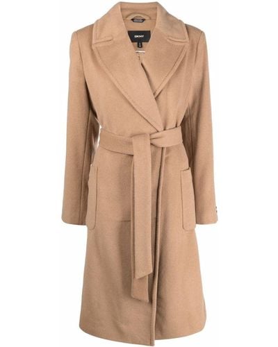 DKNY Belted Single-breasted Coat - Brown
