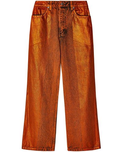 Eckhaus Latta Coated Overdyed Wide-leg Jeans - Orange