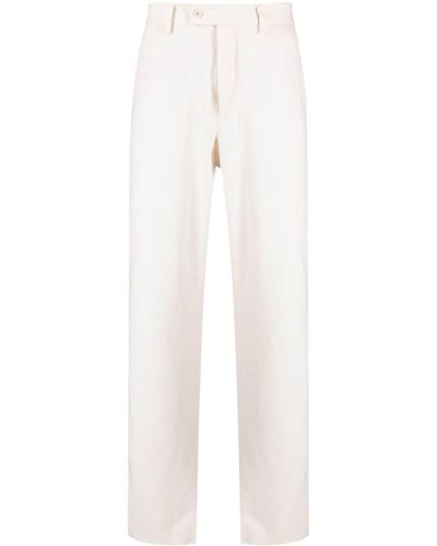 Caruso Off-centre Fastening Cotton Pants - White