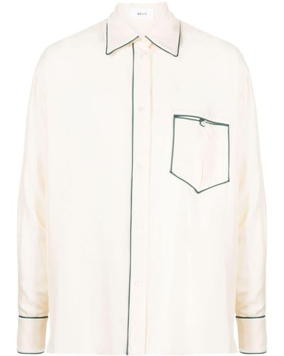 Bally Contrast-piping Silk Pyjama Shirt - Natural