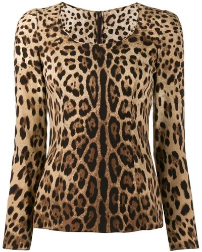 Dolce & Gabbana Blusa con estampado de leopardo - Multicolor