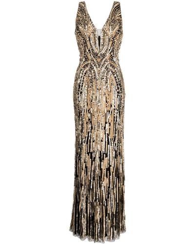 Jenny Packham Maxi-jurk Met Kristallen - Metallic