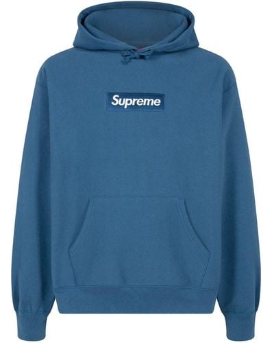 Supreme Box Logo Cotton Hoodie - Blue
