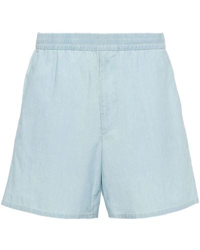 Prada Shorts Met Elastische Taille En Triangelpatch - Blauw