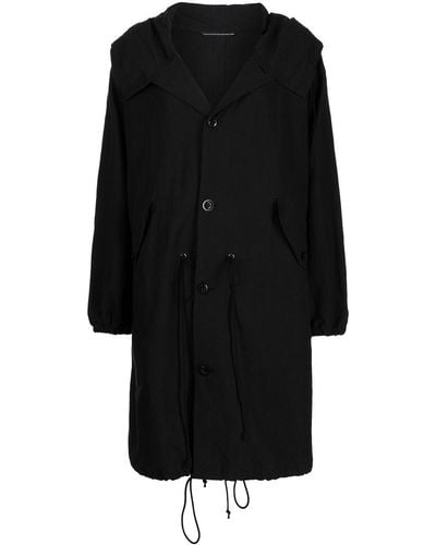 Y's Yohji Yamamoto Oversized Hooded Coat - Black