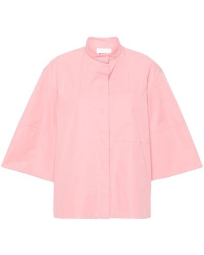 Jil Sander Stand-up Collar Poplin Shirt - Pink