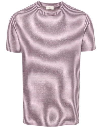 Altea Striped Linen Blend T-shirt - Purple