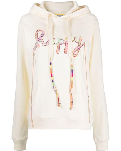 Mira Mikati Slogan-embroidered Long-sleeve Hoodie - White