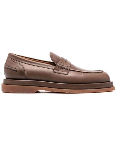 Buttero Elba Penny Leather Loafers - Brown