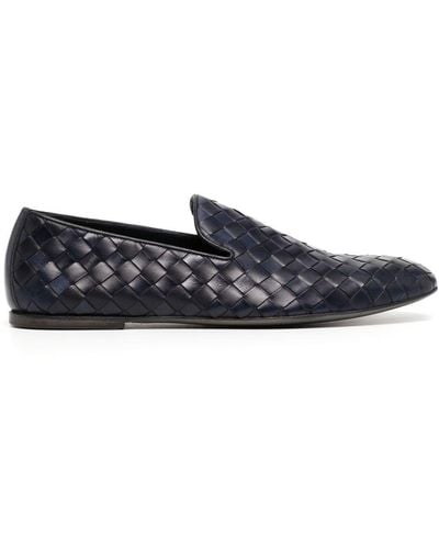 Barrett Woven-leather loafers - Blu