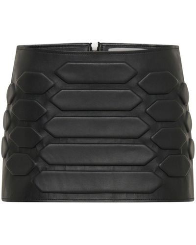 Dion Lee Reptile Leather Miniskirt - Black