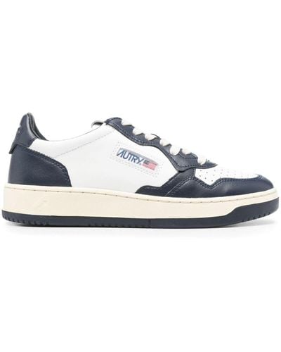 Autry Medalist Paneled Leather Sneakers - Blue
