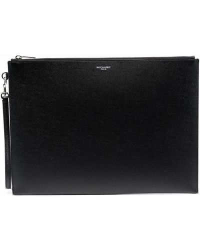 Saint Laurent Pochette à design façon enveloppe - Noir