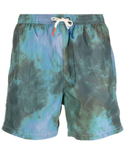 Altea Tie-dye Effect Drawstring Shorts - Blue