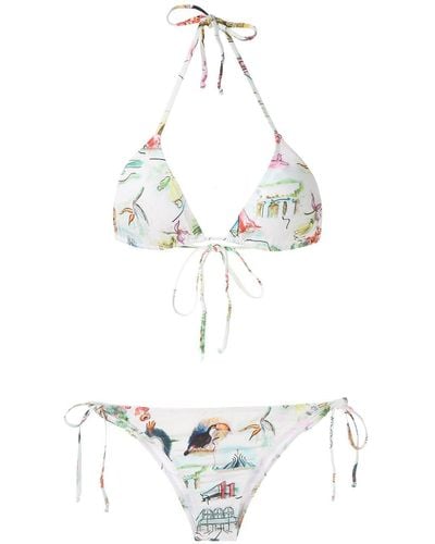Isolda Borakay Printed Tie Bikini Set - White