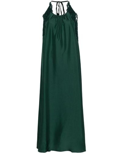 P.A.R.O.S.H. Floral-lace Silk Maxi Dress - Green