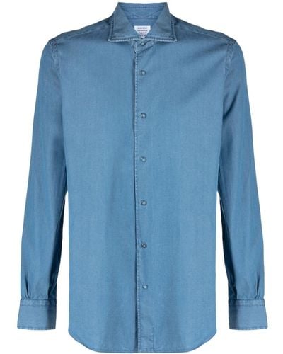 Mazzarelli Button-up Cotton Shirt - Blue