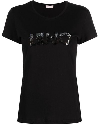 Liu Jo Logo-embellished Cotton T-shirt - Black