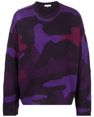 Valentino Garavani Camouflage-motif Intarsia-knit Sweater - Multicolor