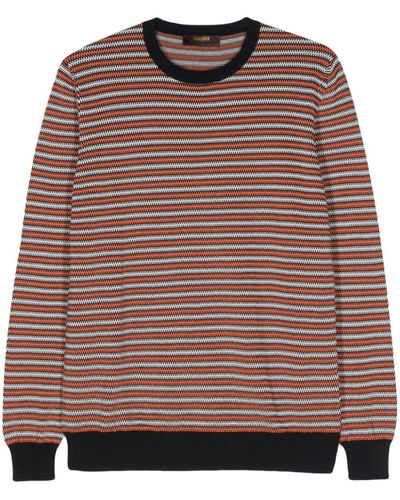 Moorer Portman Striped Cotton Sweater - Blue
