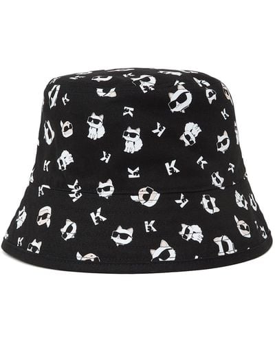 Karl Lagerfeld Ikonik Choupette Reversible Bucket Hat - Black
