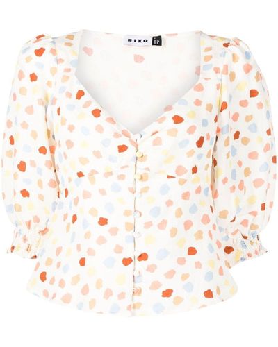 RIXO London Palma Spot-print Blouse - White