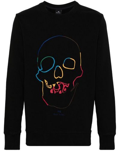 PS by Paul Smith Embroidered-motif Organic Cotton Sweatshirt - Black