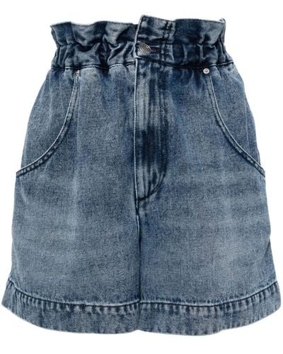 Isabel Marant Pantalones vaqueros cortos con cintura paperbag - Azul
