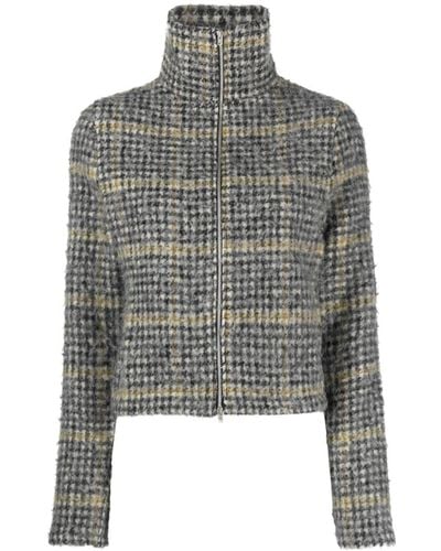 Our Legacy Houndstooth-pattern Brushed-knit Jacket - Gray