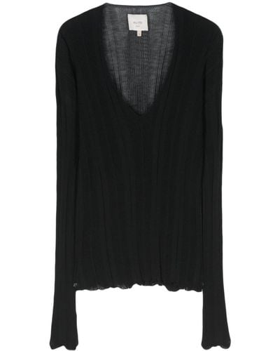 Alysi Ribbed-knit Top - Black